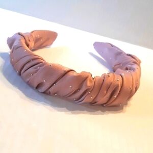 Pinkblush jeweled headband sparkling scrunched twisted material hair accessorie
